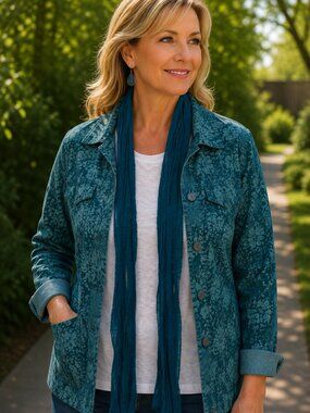 Blue Green Teal Flutter Scarf Lightweight Women Accessory
